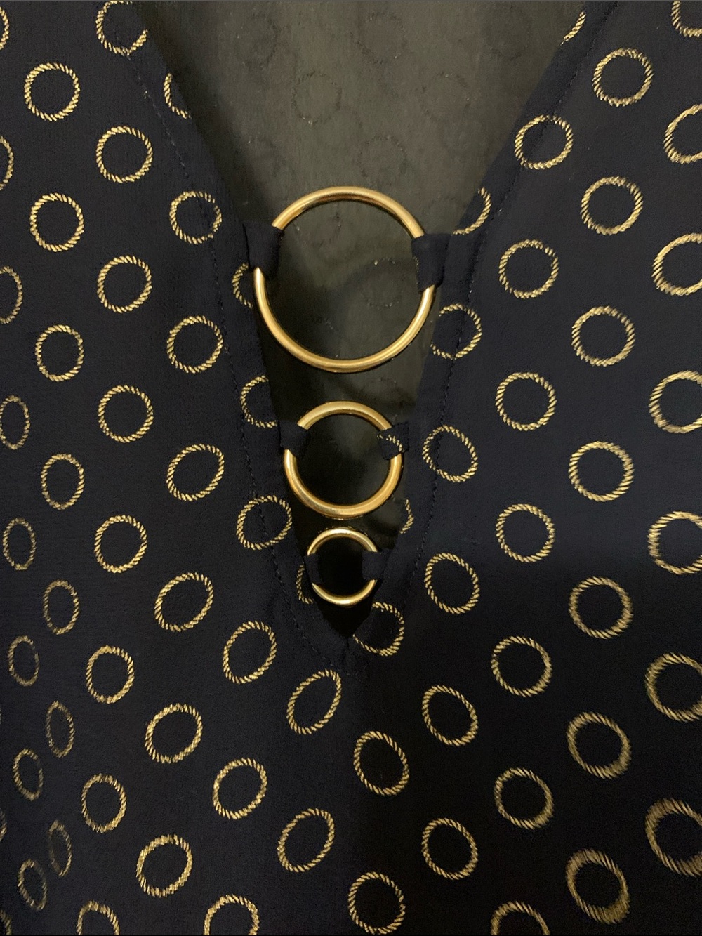 Michael Kors Navy Blue Circle-Print Tunic with Gold Rings - Picture 4 of 4